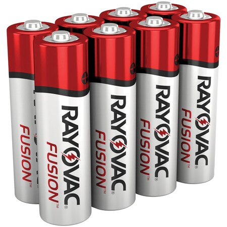 Rayovac Fusion AA Alkaline Battery, 8 PK, 1.5VDC 815-8TFUSK